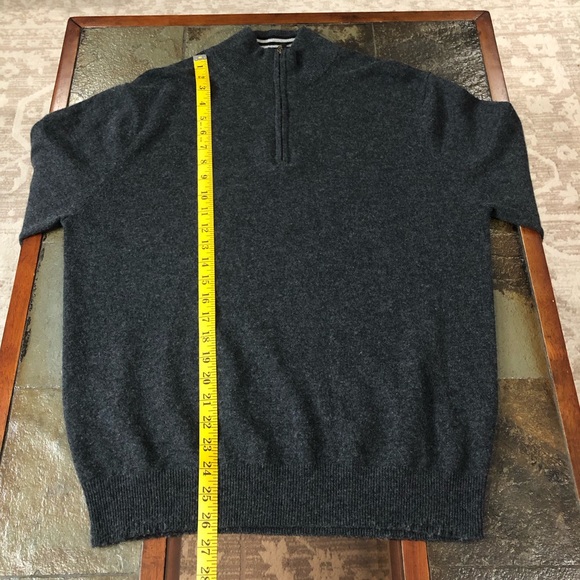 The Cashmere Project Sweater Men's M 1/4 Zip Mock Neck Dark Gray 100% Cashmere - Picture 13 of 13